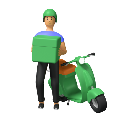 A man on a green bike planning IOT product and software development