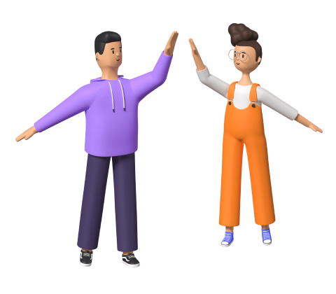 A man and a woman high five over product and software development